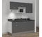 Kitchenette K30l - 180 Cm - Gris - Nero - Évier à Droite