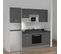 Kitchenette K37l - 240 Cm - Gris - Nero - Évier à Droite