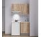 Kitchenette K01l-pt - 120 Cm Avec Plan De Travail Et Évier - Façade Bois Plan Blanc Evier Gris