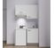 Kitchenette K01l-pt - 120 Cm Avec Plan De Travail Et Évier - Façade Blanc Plan Blanc Evier Noir