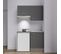 Kitchenette K01l-pt - 120 Cm Avec Plan De Travail Et Évier - Façade Gris Plan Gris Evier Blanc