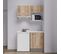 Kitchenette K02l-pt - 120 Cm Avec Plan De Travail Et Évier - Façade Bois Plan Blanc Evier Blanc