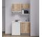 Kitchenette K02l-pt - 120 Cm Avec Plan De Travail Et Évier - Façade Bois Plan Blanc Evier Gris