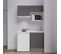 Kitchenette K02l-pt - 120 Cm Avec Plan De Travail Et Évier - Façade Gris Plan Blanc Evier Blanc