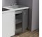 Kitchenette K02l-pt - 120 Cm Avec Plan De Travail Et Évier - Façade Gris Plan Blanc Evier Gris