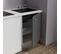 Kitchenette K02l-pt - 120 Cm Avec Plan De Travail Et Évier - Façade Gris Plan Blanc Evier Noir