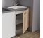 Kitchenette K02l-pt - 120 Cm Avec Plan De Travail Et Évier - Façade Bois Plan Gris Evier Blanc