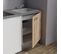 Kitchenette K02l-pt - 120 Cm Avec Plan De Travail Et Évier - Façade Bois Plan Gris Evier Gris