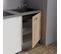 Kitchenette K02l-pt - 120 Cm Avec Plan De Travail Et Évier - Façade Bois Plan Gris Evier Noir