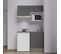 Kitchenette K02l-pt - 120 Cm Avec Plan De Travail Et Évier - Façade Gris Plan Gris Evier Gris