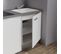 Kitchenette K02l-pt - 120 Cm Avec Plan De Travail Et Évier - Façade Blanc Plan Gris Evier Blanc