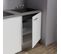 Kitchenette K02l-pt - 120 Cm Avec Plan De Travail Et Évier - Façade Blanc Plan Gris Evier Noir