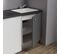 Kitchenette K02l-pt - 120 Cm Avec Plan De Travail Et Évier - Façade Gris Plan Noir Evier Blanc