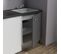 Kitchenette K02l-pt - 120 Cm Avec Plan De Travail Et Évier - Façade Gris Plan Noir Evier Gris