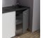 Kitchenette K02l-pt - 120 Cm Avec Plan De Travail Et Évier - Façade Gris Plan Noir Evier Noir