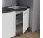 Kitchenette K02l-pt - 120 Cm Avec Plan De Travail Et Évier - Façade Blanc Plan Noir Evier Gris