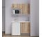 Kitchenette K07l-pt - 120 Cm Avec Plan De Travail Et Évier - Façade Bois Plan Blanc Evier Blanc