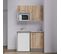 Kitchenette K07l-pt - 120 Cm Avec Plan De Travail Et Évier - Façade Bois Plan Gris Evier Blanc