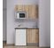 Kitchenette K07l-pt - 120 Cm Avec Plan De Travail Et Évier - Façade Bois Plan Noir Evier Blanc