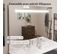 Meuble Lave-linge Idea, Plan Vasque Déportée + Miroir Elégance H105- Blanc- Vasque à Droite