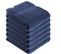 Lot De 6 Serviettes De Toilette Tissu Éponge 100% Coton Bleu Marine 50 X 90 Cm