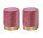 Pouf En Velours Et Métal Doré (lot De 2) Rose