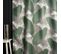 Rideau Tamisant 135 X 280 Cm à Oeillets Jacquard Editeur Motif Floral Palmes Satiné Vert Gris