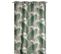 Rideau Tamisant 135 X 280 Cm à Oeillets Jacquard Editeur Motif Floral Palmes Satiné Vert Gris