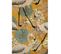 Rideau Tamisant 135 X 280 Cm Jacquard Editeur Motif Floral Flamant Rose Satiné Jaune Doré