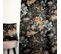 Rideau Tamisant 135 X 280 Cm à Oeillets Jacquard Editeur Motif Floral Oiseau Satiné Noir