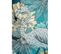 Rideau Tamisant 135 X 280 Cm à Oeillets Jacquard Editeur Motif Floral Flamant Rose Satiné Bleu