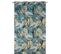 Rideau Tamisant 135 X 280 Cm à Oeillets Jacquard Editeur Motif Floral Flamant Rose Satiné Bleu