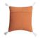 Housse De Coussin 100% Coton 40 X 40 Cm Motif Brodé Et Pompons Terracotta