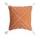 Housse De Coussin 100% Coton 40 X 40 Cm Motif Brodé Et Pompons Terracotta