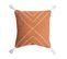 Housse De Coussin 100% Coton 40 X 40 Cm Motif Brodé Et Pompons Terracotta