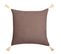 Housse De Coussin 40 X 40 Cm Imprimé Motif Ethnique Avec Pompons Marron