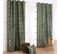 Rideau Jacquard 135 X 260 Cm à Oeillets Motif Éventail Art Deco Vert Foncé Doré