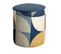 Pouf Assise Bout De Canapé 33 X 33 X 39 Cm Velours Chenillé Motif Géométrique Imprimé Multicolore