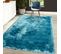 Tapis Shaggy 160x230 Rectangle Fait Main Bleu Motif Uni Sg Fin