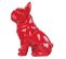 Statue Chien Boston Terrier Assis Rouge Laquée H22 Cm - Haru