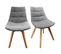 Lot De 2 Chaises En Tissu Gris Surpiqué Avec Piètement Chêne - Beti