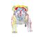 Statue Chien Avec Coulures Peintures Multicolores H38 Cm - Bulldog 03