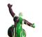 Statue Femme Jambe Levée Coulures Vert / Violet H33 Cm - Lady Drips 03