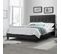 Lit Double 140 X 190 Cm En Simili Noir + Sommier Fixe - Pandora