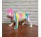 Sculpture Chien Bulldog Blanc Décor Peinture Multicolore - Color Dog