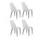 Lot De 4 Chaises Tissu Gris Clair Capitonné Et Pieds Métal - Rita