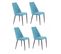 Lot De 4 Chaises Tissu Bleu Capitonné Et Pieds Métal - Rita