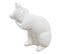 Statue Petit Chat Blanc Assis Avec Patte Sur Son Museau H23 Cm - Cat