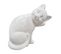 Statue Petit Chat Blanc Assis Avec Patte Sur Son Museau H23 Cm - Cat