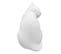 Statue Petit Chat Blanc Assis Avec Patte Sur Son Museau H23 Cm - Cat